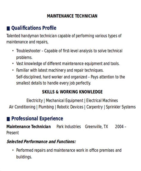 maintenance resume example|6 Great Maintenance Technician Resume Examples.